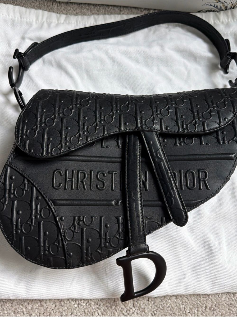 Christian Dior Saddle Bag in Black Dior Gravity Leather D 7 2023 NWT $5000 - Picture 2 of 12